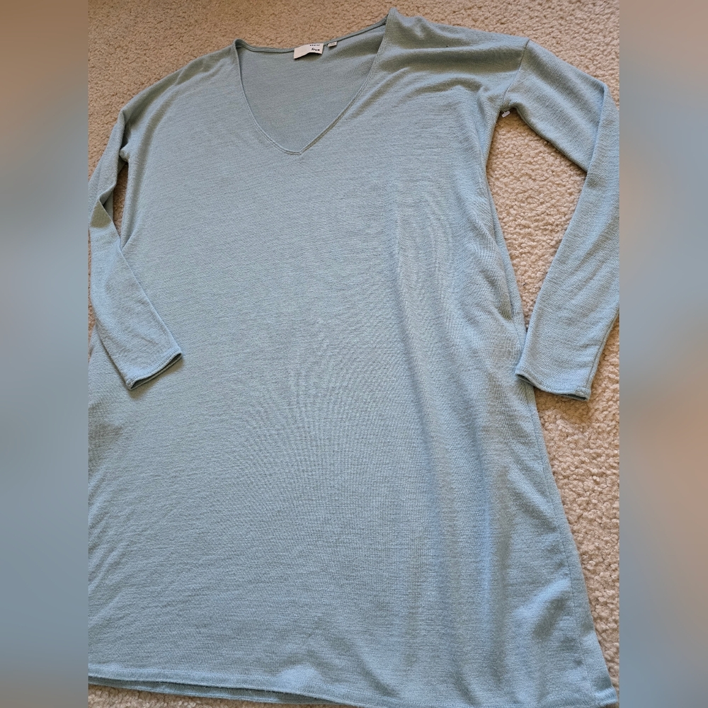Wilfred Soft Blue Long Sleeve Dress* call out small hole at shoulder